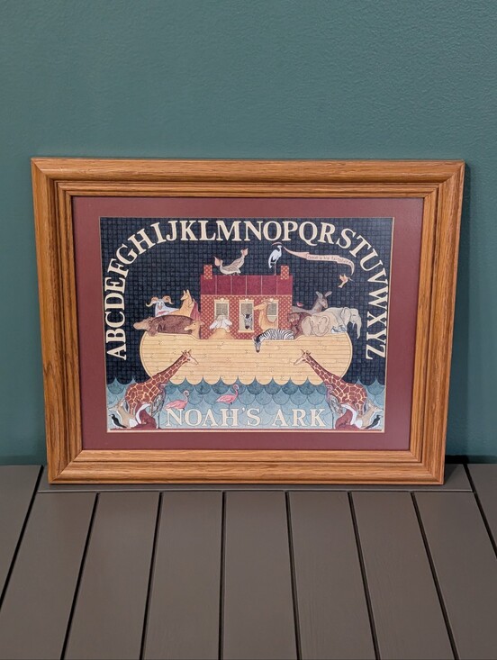 Ellen Stouffer Other - Vintage(1990) Ellen Stouffer ~ Noah's Ark Framed Wall Art With ABC Border